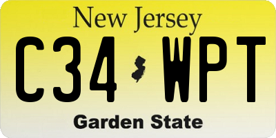 NJ license plate C34WPT