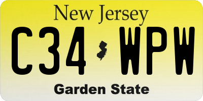 NJ license plate C34WPW