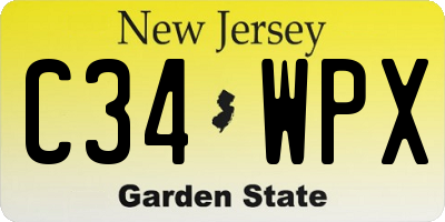 NJ license plate C34WPX