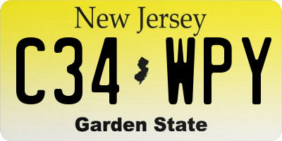 NJ license plate C34WPY