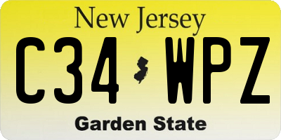 NJ license plate C34WPZ