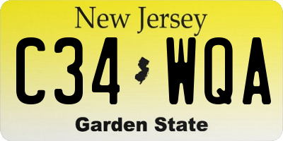 NJ license plate C34WQA