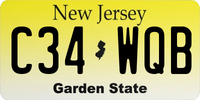 NJ license plate C34WQB
