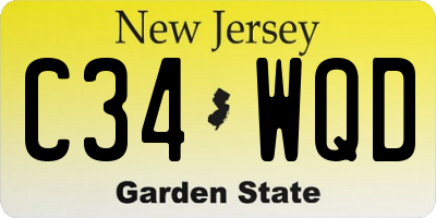 NJ license plate C34WQD