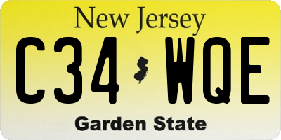 NJ license plate C34WQE