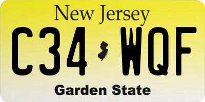 NJ license plate C34WQF