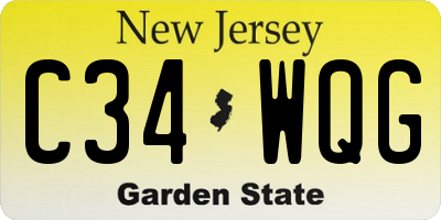 NJ license plate C34WQG
