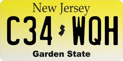 NJ license plate C34WQH