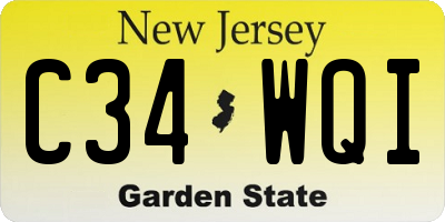 NJ license plate C34WQI