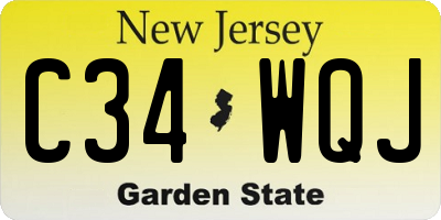 NJ license plate C34WQJ