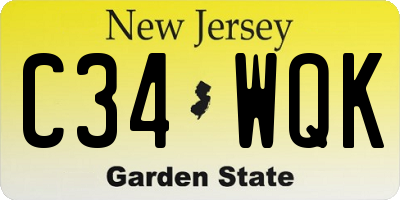 NJ license plate C34WQK