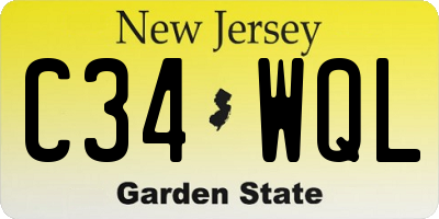 NJ license plate C34WQL