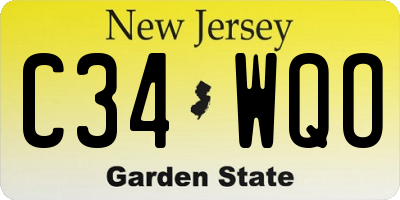 NJ license plate C34WQO