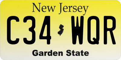 NJ license plate C34WQR