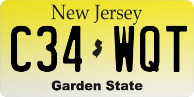 NJ license plate C34WQT