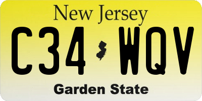 NJ license plate C34WQV