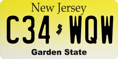NJ license plate C34WQW