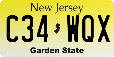 NJ license plate C34WQX