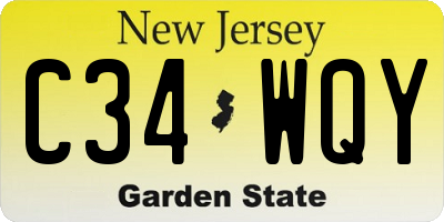 NJ license plate C34WQY
