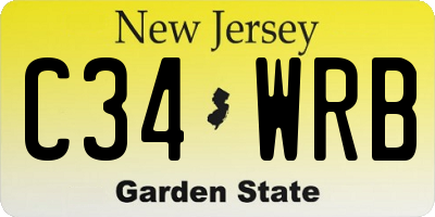 NJ license plate C34WRB