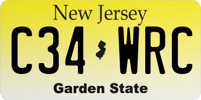 NJ license plate C34WRC