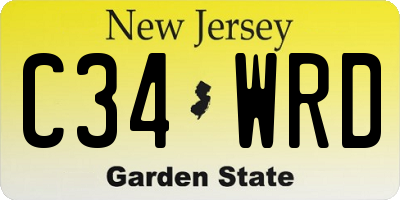 NJ license plate C34WRD