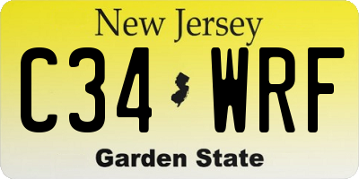 NJ license plate C34WRF