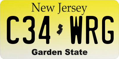 NJ license plate C34WRG