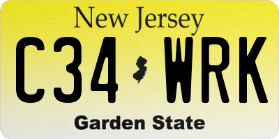NJ license plate C34WRK