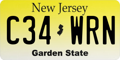 NJ license plate C34WRN