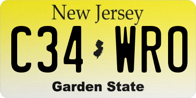 NJ license plate C34WRO