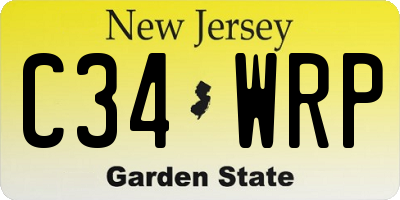 NJ license plate C34WRP