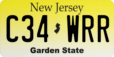 NJ license plate C34WRR
