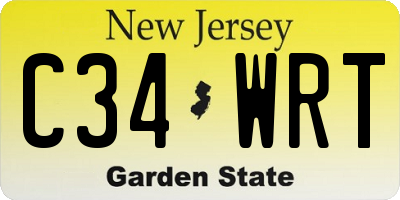 NJ license plate C34WRT