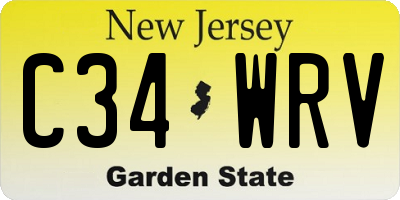 NJ license plate C34WRV