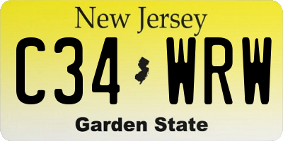NJ license plate C34WRW