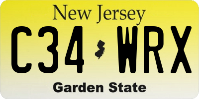 NJ license plate C34WRX
