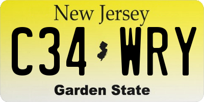 NJ license plate C34WRY
