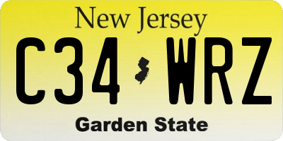 NJ license plate C34WRZ