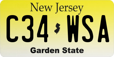 NJ license plate C34WSA