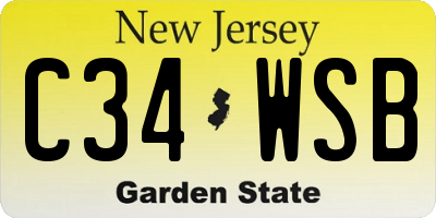 NJ license plate C34WSB