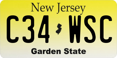 NJ license plate C34WSC