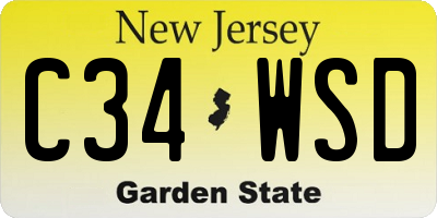 NJ license plate C34WSD