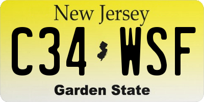 NJ license plate C34WSF