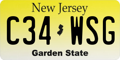 NJ license plate C34WSG