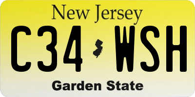 NJ license plate C34WSH