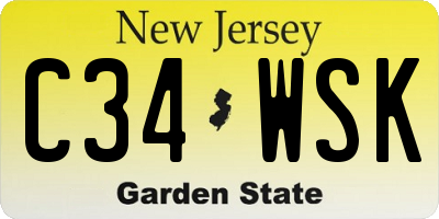 NJ license plate C34WSK