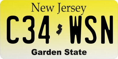 NJ license plate C34WSN