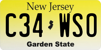 NJ license plate C34WSO