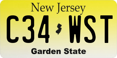 NJ license plate C34WST